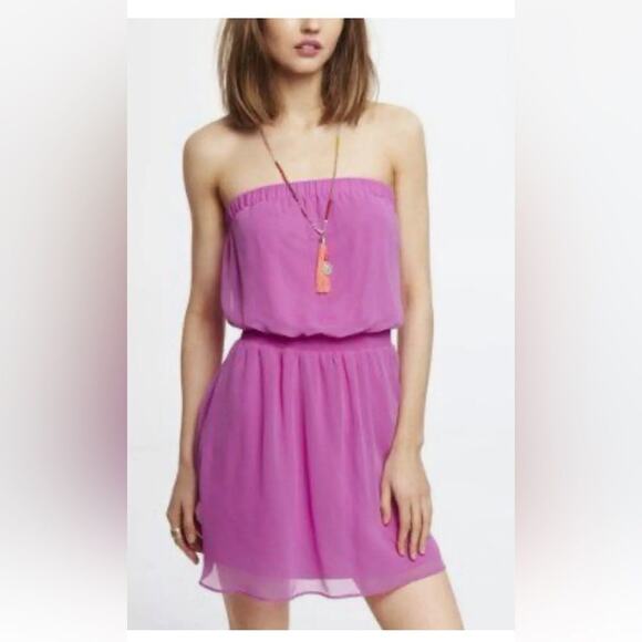 ⭐️ Express Chiffon Strapless Blue Dress Summer Lightweight Sleeveless Colorful - Picture 8 of 9